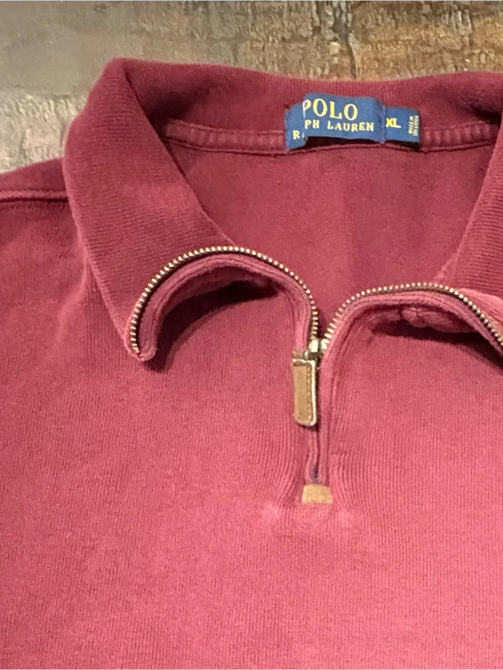 Polo by Ralph Lauren Men's Maroon Half-Zip Sweater
